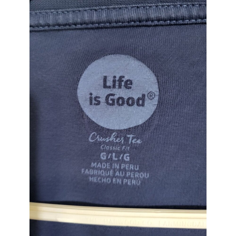 LIFE IS GOOD "Chocolate Nevers Asks Questions" Long Sleeve V Neck T Shirt SZ LG - Picture 3 of 8